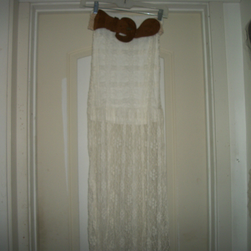 TRENDING LACE LACE LACE BOHO MAXI SH SLIP SUEDE BELT XS
